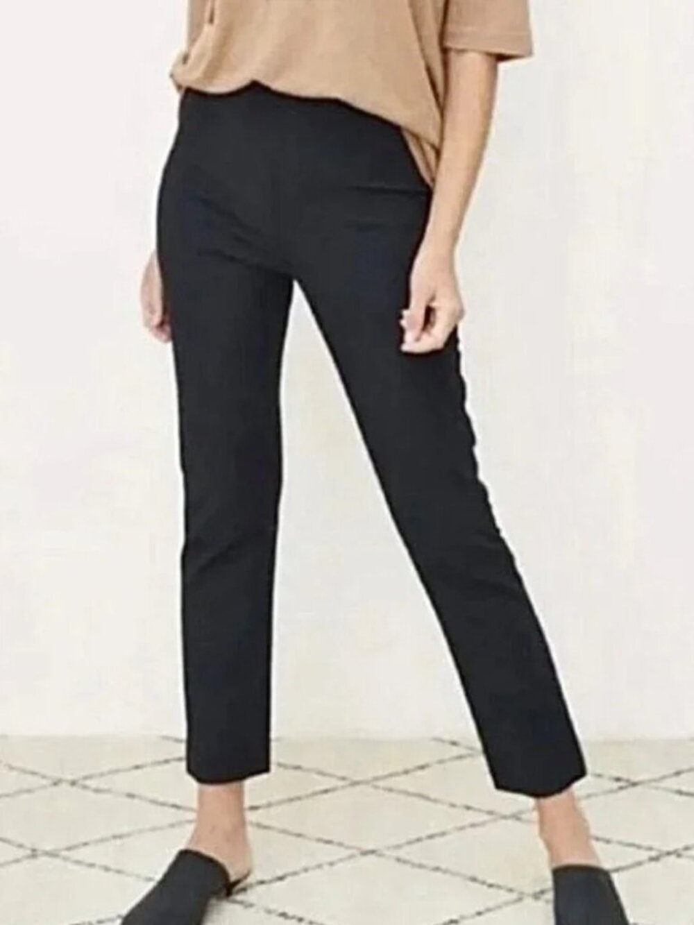 Jenni Kayne Black High Rise Pull On Straight Leg Pants